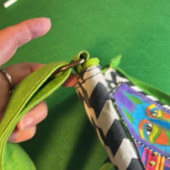 LAUREL BURCH GREEN BEADED ADJUSTABLE CANVAS STRAP CANVAS  CROSSBODY BAG - Picture 10 of 15
